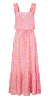 CLAIRE Sommer-Kleid maxi Träger Viskose animal-pink-ecru-orange Gr 40 NEU A123