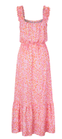 CLAIRE Sommer-Kleid maxi Träger Viskose animal-pink-ecru-orange Gr 40 NEU A123