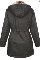 Damen marken Long-Jacke Mantel Webpelz-Kapuze schwarz wattiert Größe 46 NEU HA48