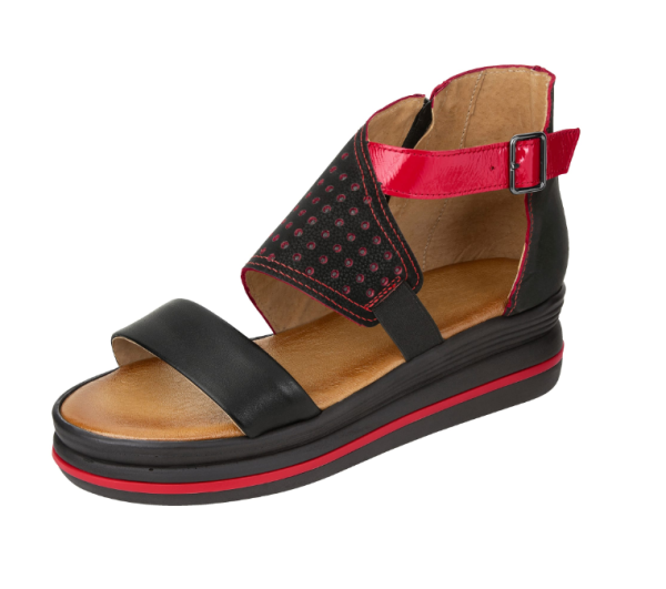MACIEJKA Damen Schuhe Plateausandale Leder schwarz-rot Riemchen Größe 38 NEU K31