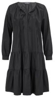 SET elegantes Kleid midi langarm schwarz Baumwolle Volants-Saum  Gr 38 NEU A90