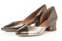 SIENNA Damen Pumps Schuhe Leder bronze-silber Blockabsatz...