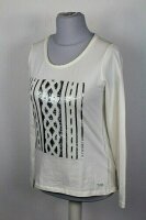 WOW TUZZI Damen Shirt langarm weiß mit Pailetten 92%Cotton stretch Gr 38 NEU M14
