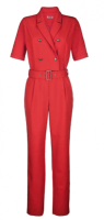 eleganter Overall Jumpsuit Halbarm rot Gürtel...