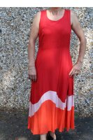 Sommer-Kleid maxi ärmellos Viskose rot-orange-nude Größe 44 NEU HA137a