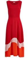 Sommer-Kleid maxi ärmellos Viskose rot-orange-nude Größe 44 NEU HA137a