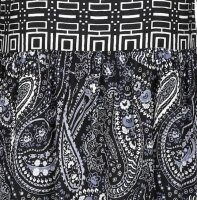 Sommer-Kleid midi langarm Viskose blau-ecru-schwarz Größe 48 NEU M34