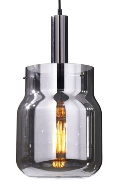 impré Glasdeckenleuchte Lampe Rauchglasschirm grau Höhe 44 cm Ø 21 cm modern NEU