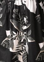 Kleid midi 3/4-Arm Baumwolle Floral-Schwarz-Beige-Weiß Gr 42 NEU M27
