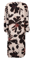 Kleid midi langarm ecru-schwarz-floral V-Ausschnitt Größe 44 NEU B15