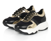 SIENNA Dame Schuh Sneaker Leder / Textil schwarz-gold...