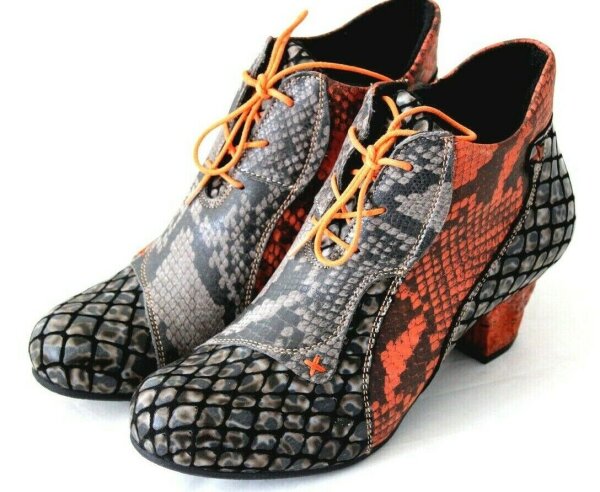 SIMEN Damen Schuhe Stiefelette Ankle Boot Leder braun Animal-Print Gr 37 NEU S5
