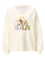 Premium Marke Sweatshirt mit Stickerei creme weis 264080...