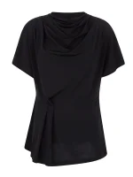 Gr 40 Alba Moda Shirt mit Wasserfall-Ausschnitt Schwarz