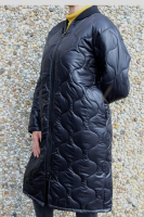 Damen Long-Jacke Steppmantel Übergangsjacke schwarz...